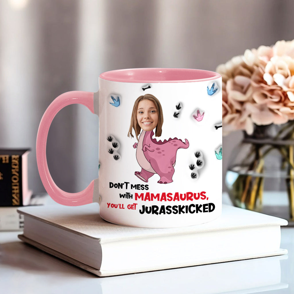 Leg dich nicht mit Mamasaurus an – personalisierte Tasse mit Muttermotiv