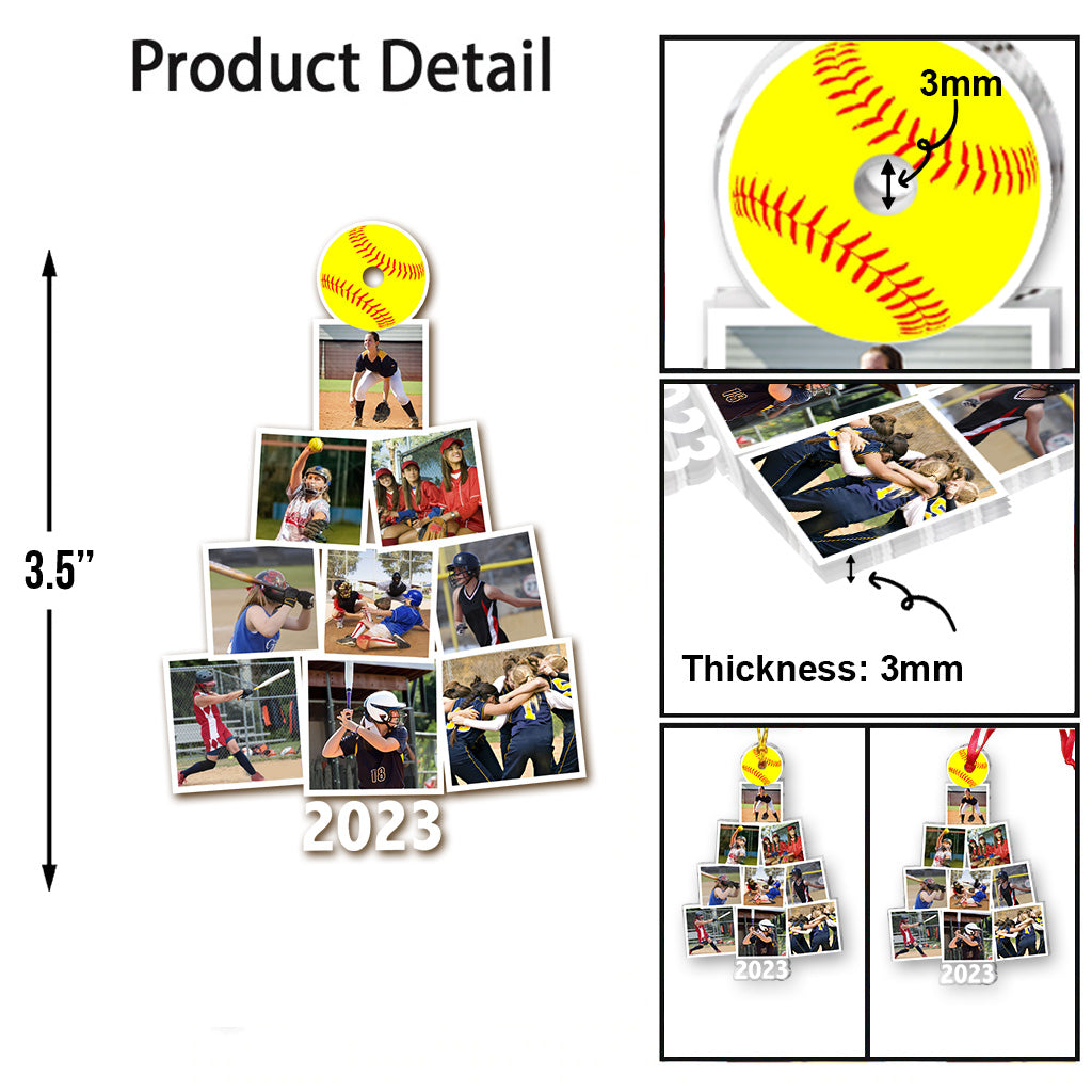 Frohe Weihnachten – Personalisierter transparenter Softball-Weihnachtsbaumschmuck