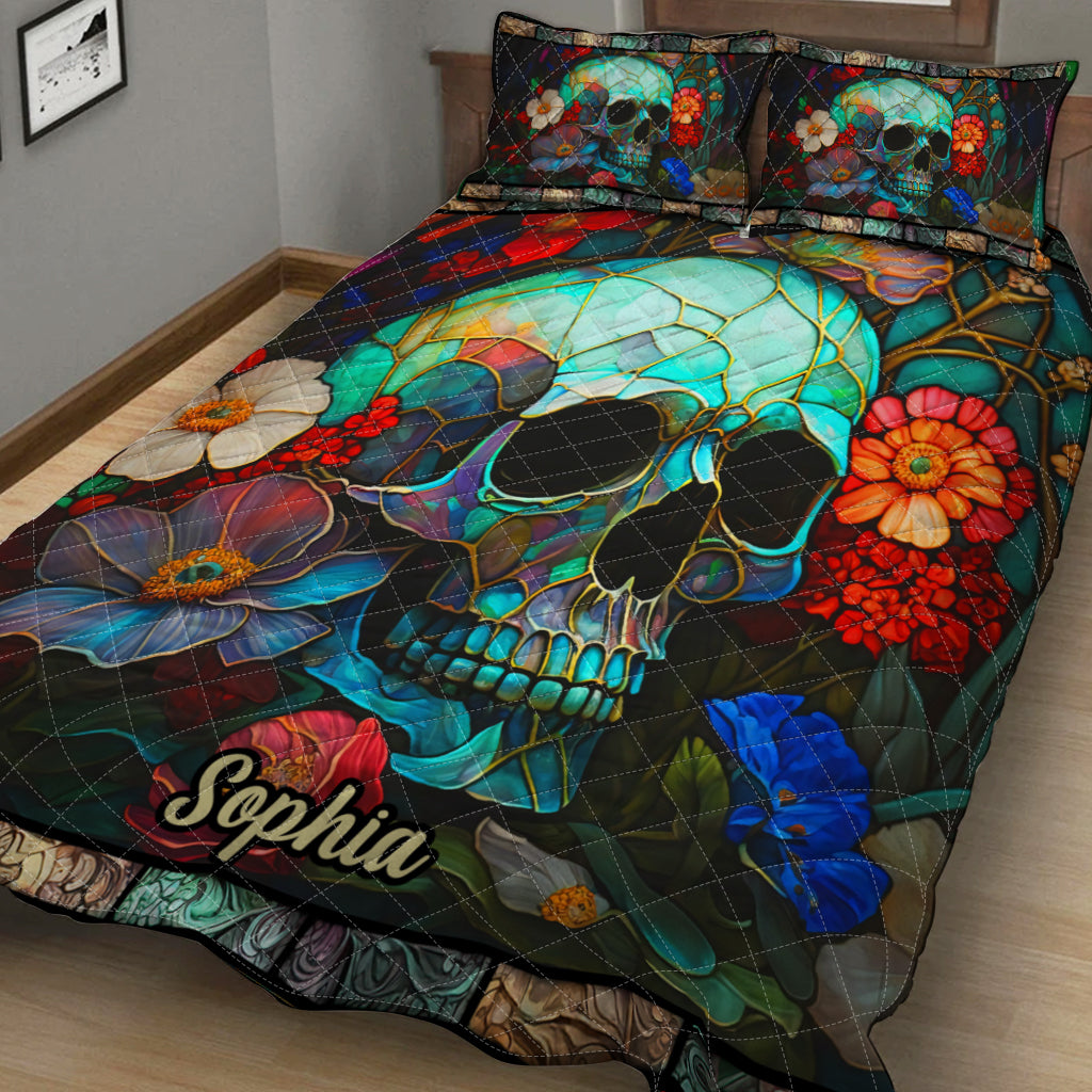 Blumenschädel – Personalisierte Totenkopf-Bettwäschegarnitur