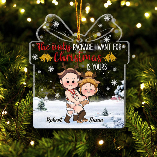 The Only Package I Want For Christmas Is Yours - Personalized Couple Transparent Ornament