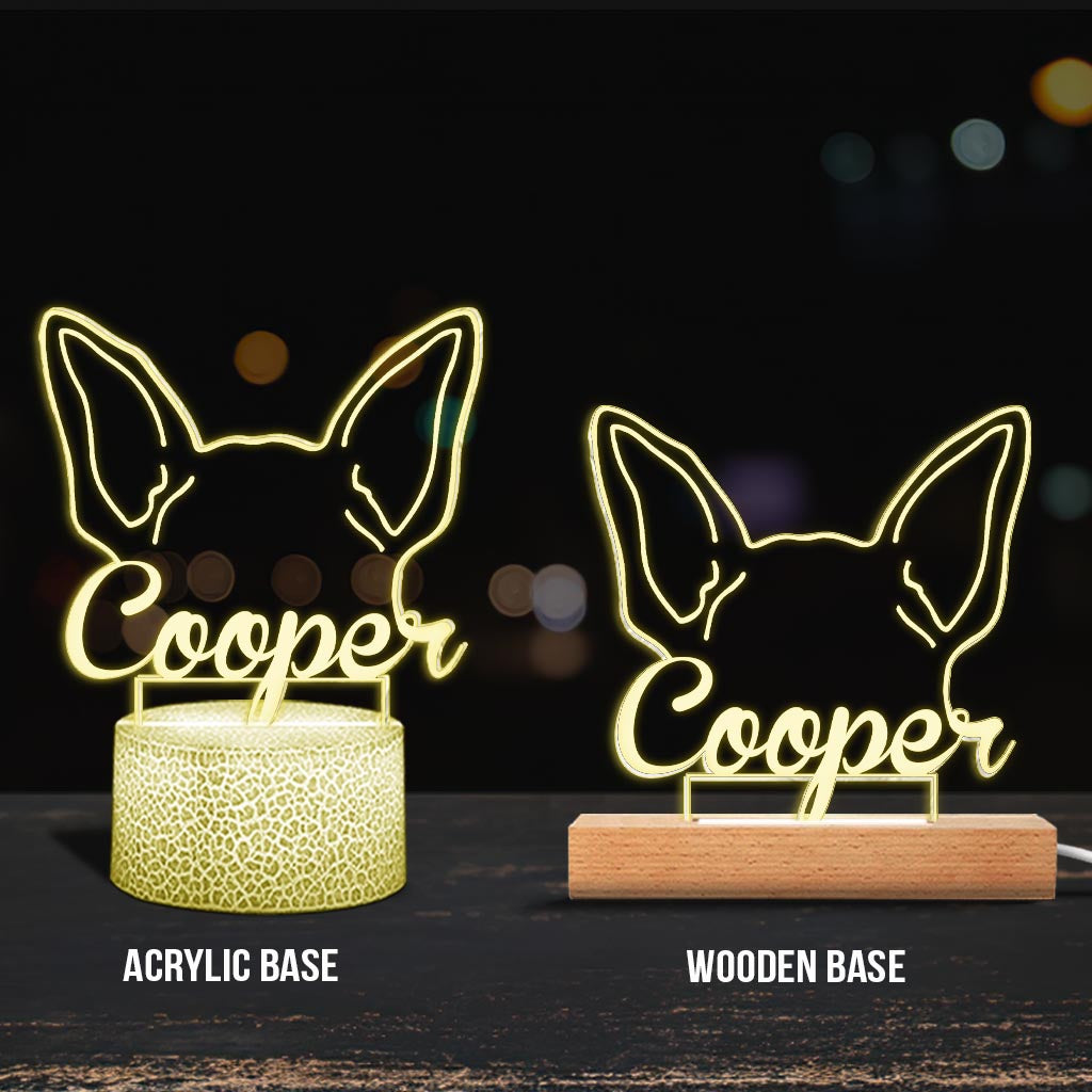 Personalisierte Gedenktafel in Form von Hundeohren – Geschenk für Hundeliebhaber, die ihren Hund verloren haben – Personalisierte Gedenktafel mit Leuchtfuß