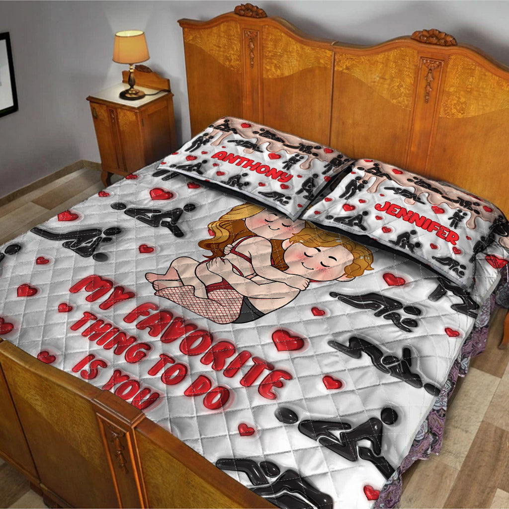 Mein Lieblingshobby ist mit dir – personalisiertes Quilt-Set für Paare