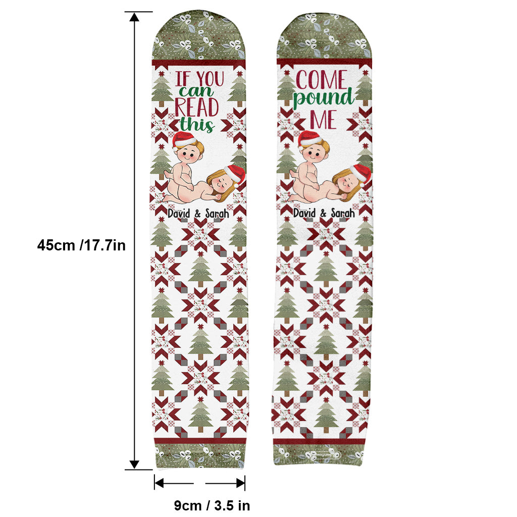 Wenn du das lesen kannst, dann hau mich um! – Geschenk für Ehemann, Ehefrau, Freund, Freundin – Personalisierte Socken