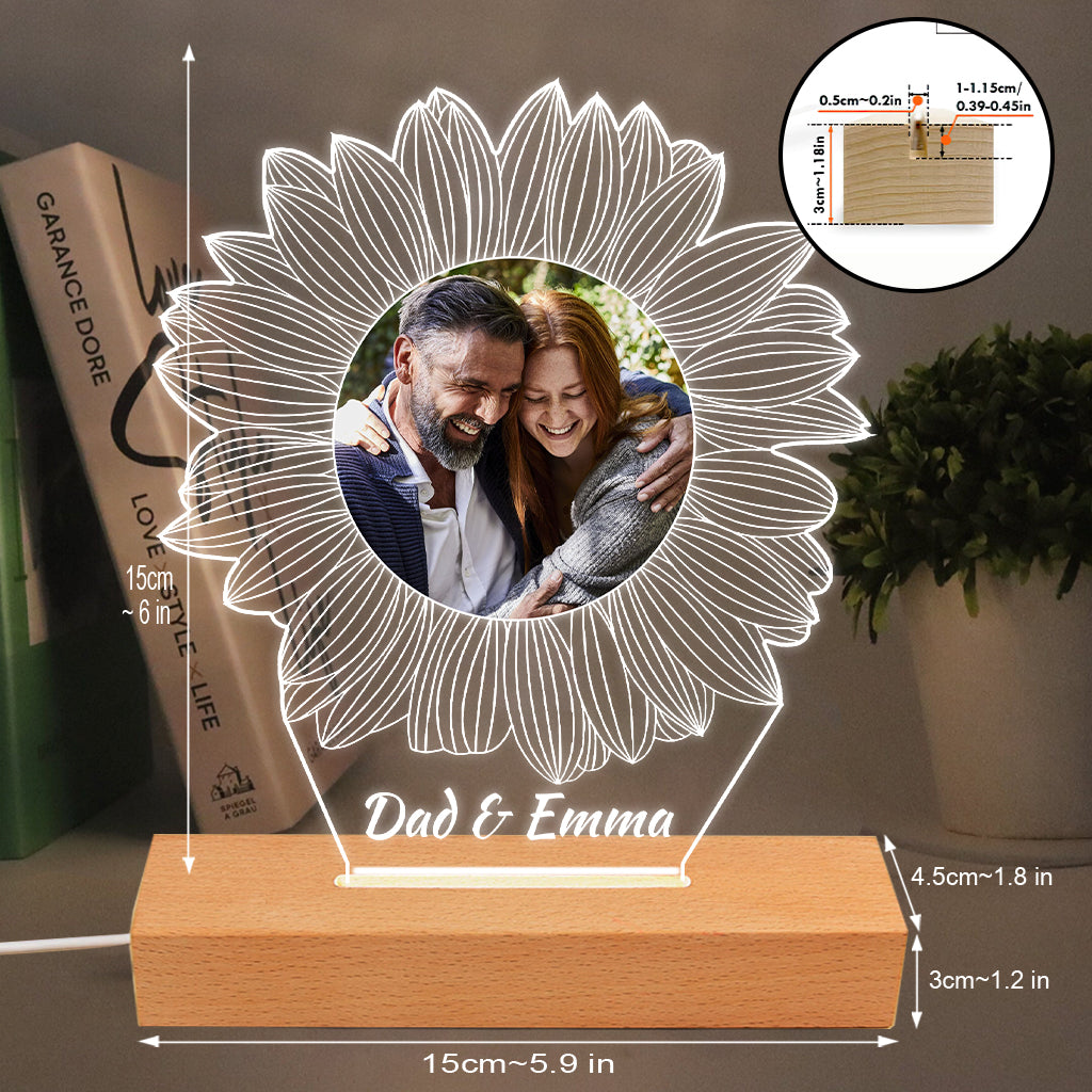 Du bist mein Sonnenschein – Geschenk für Mama, Oma, Schwester, Tochter, Sohn, Bruder, Opa, Papa, Ehefrau, Ehemann, Freund/Freundin – Personalisierte, geformte Leuchtplatte