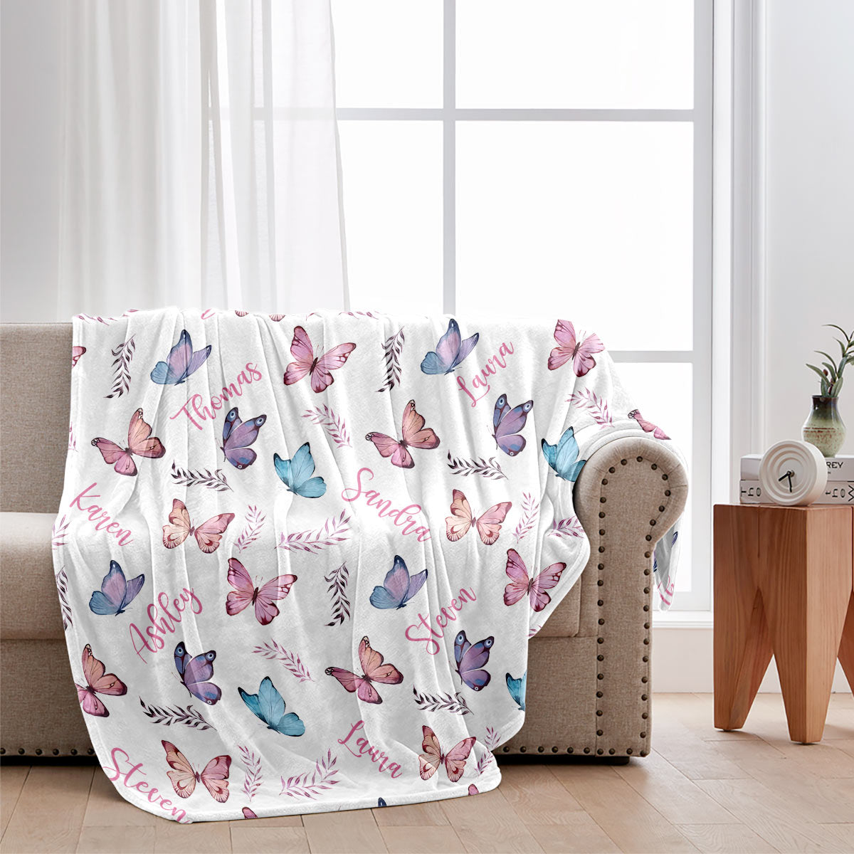Butterfly Custom Name - Personalized Family Blanket