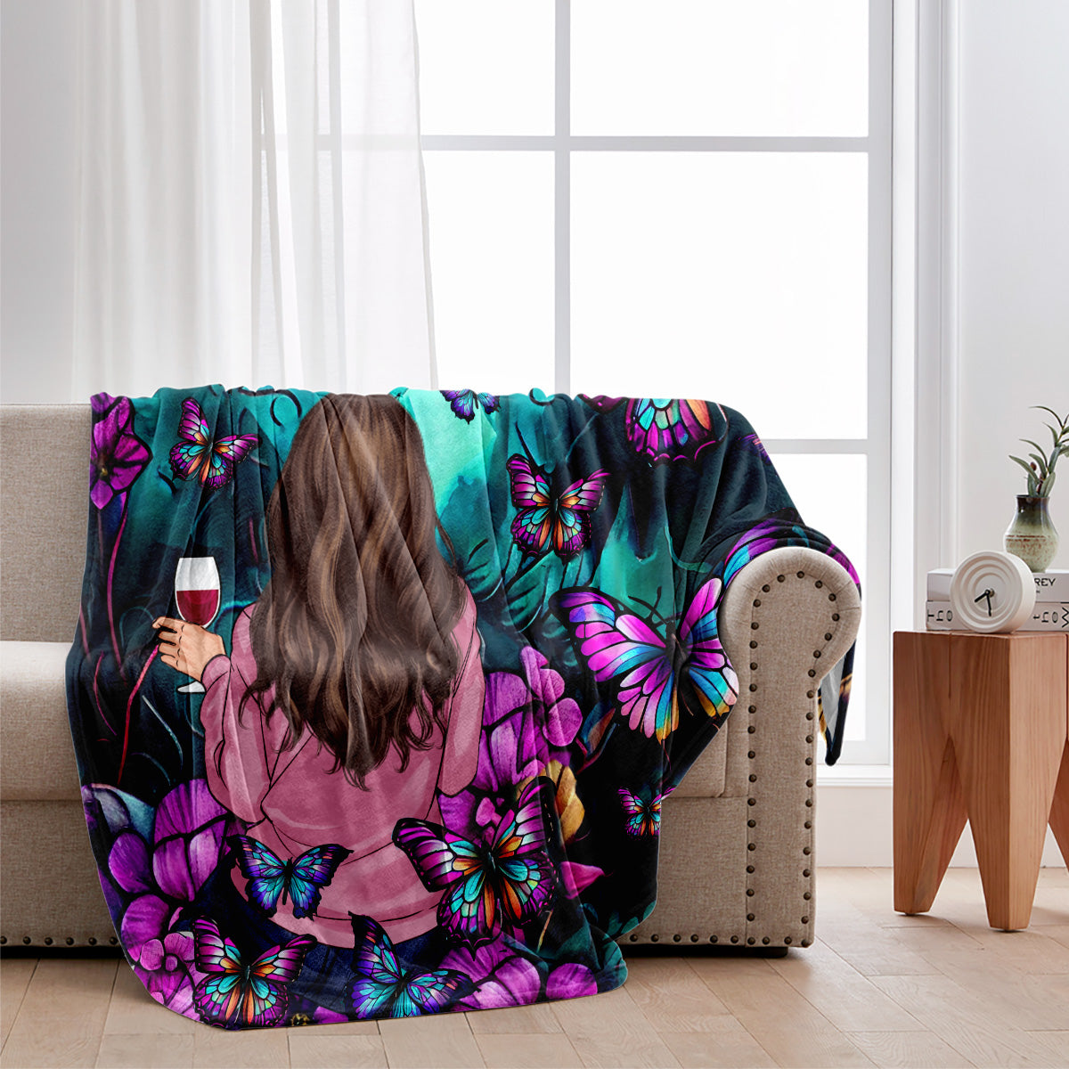 Einfach ein Mädchen, das Schmetterlinge liebt – personalisierte Schmetterlingsdecke