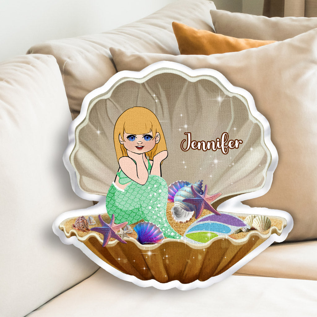 Little Mermaid - Personalized Family Shaped Pillow