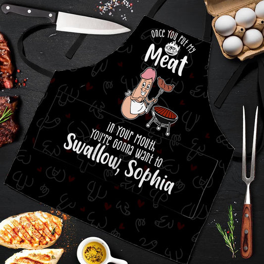 Sobald du mein Fleisch im Mund hast, wirst du es schlucken wollen – personalisierte Pärchenschürze
