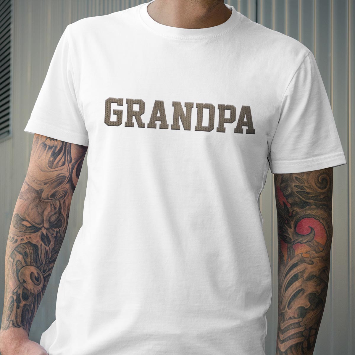 Custom Name - Personalized Grandpa Embroidered T-shirt
