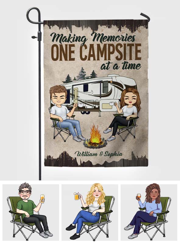 Making Memories - Personalized Couple Camping Garden Flag