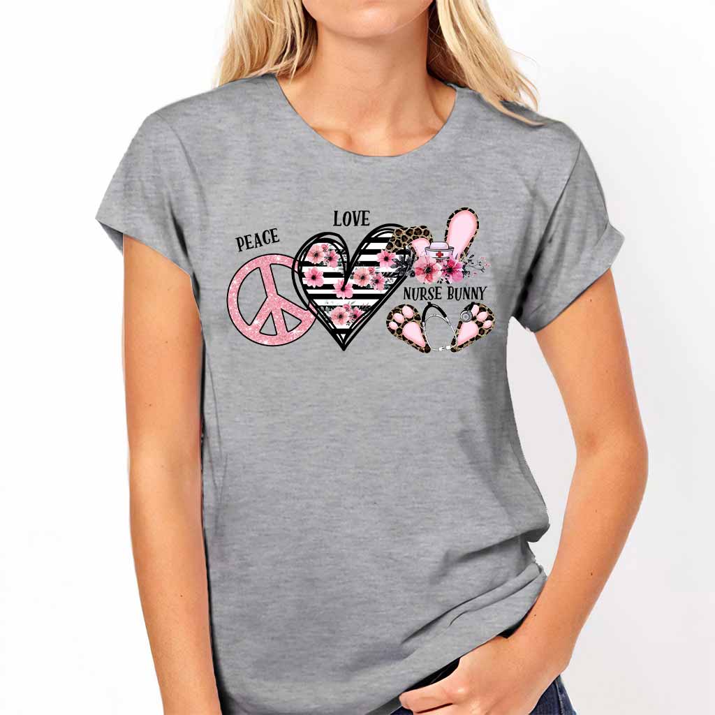 Peace Love Nurse Bunny - Personalized T-shirt and Hoodie