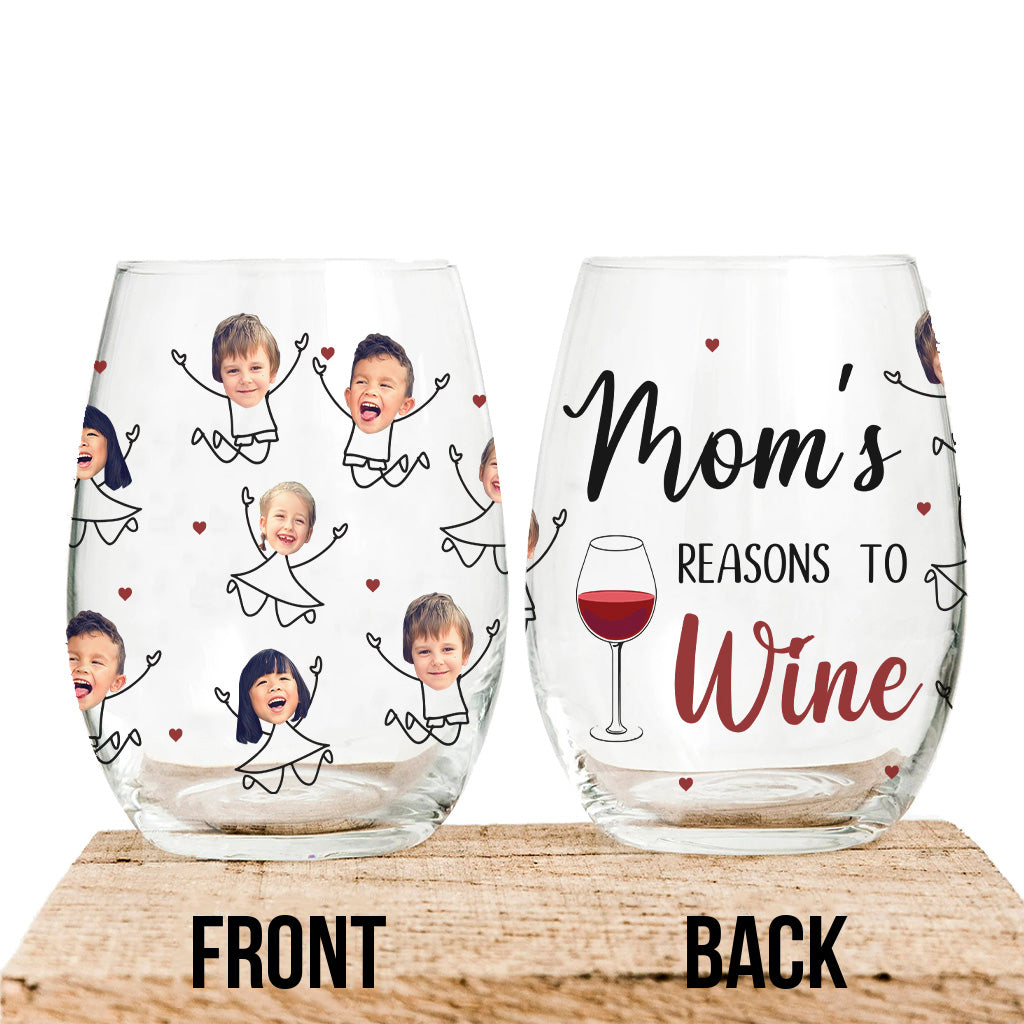 Mama's Reason To Wine - Personalized Mother's Day Mother All Over Wine Glass