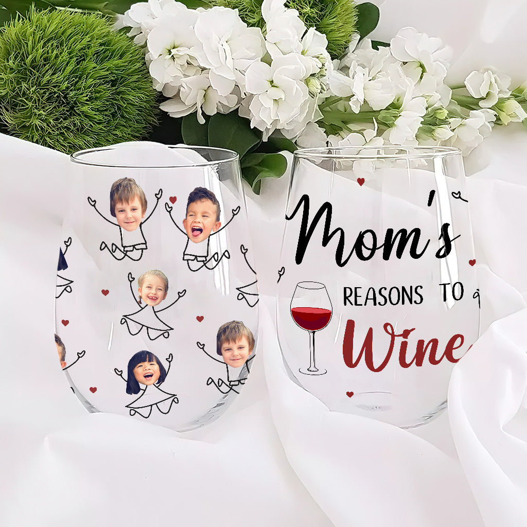 Mama's Reason To Wine - Personalized Mother's Day Mother All Over Wine Glass