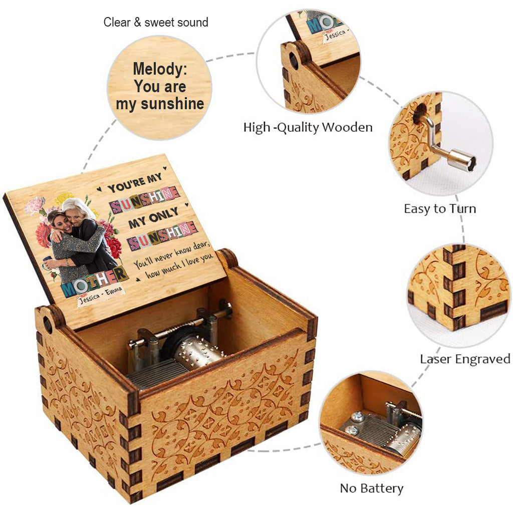 Du bist mein Sonnenschein – Geschenk für Mama, Oma – Personalisierte Spieluhr mit Handkurbel