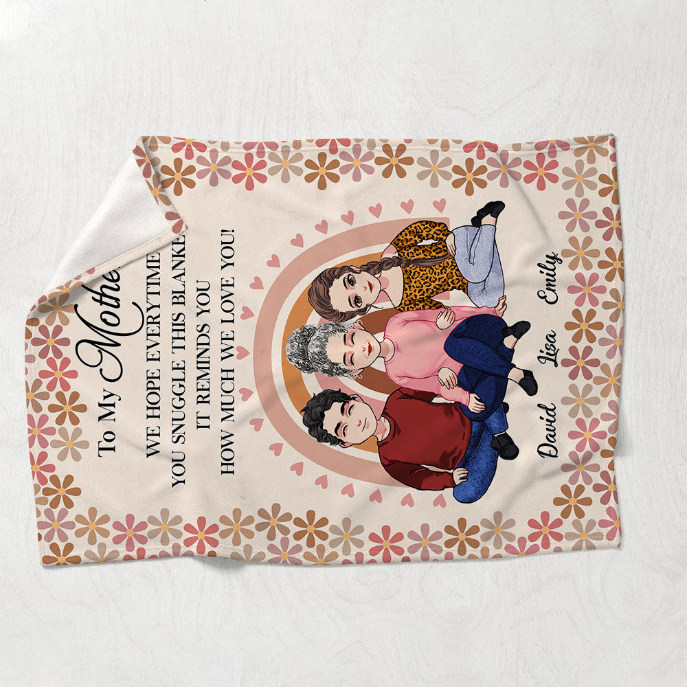 Wir hoffen, dass du dich jedes Mal, wenn du diese Decke kuschelst, daran erfreut – Geschenk für Mama, Oma – personalisierte Decke