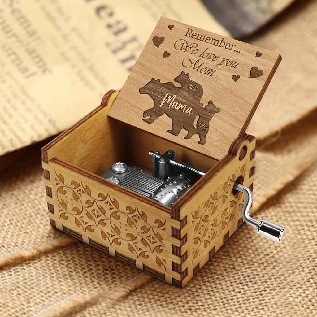Denk daran: Wir lieben dich, Mama – Personalisierte Muttertags-Spieluhr mit Handkurbel
