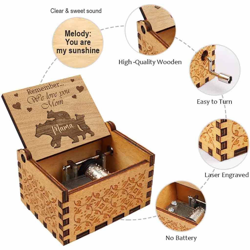 Denk daran: Wir lieben dich, Mama – Personalisierte Muttertags-Spieluhr mit Handkurbel