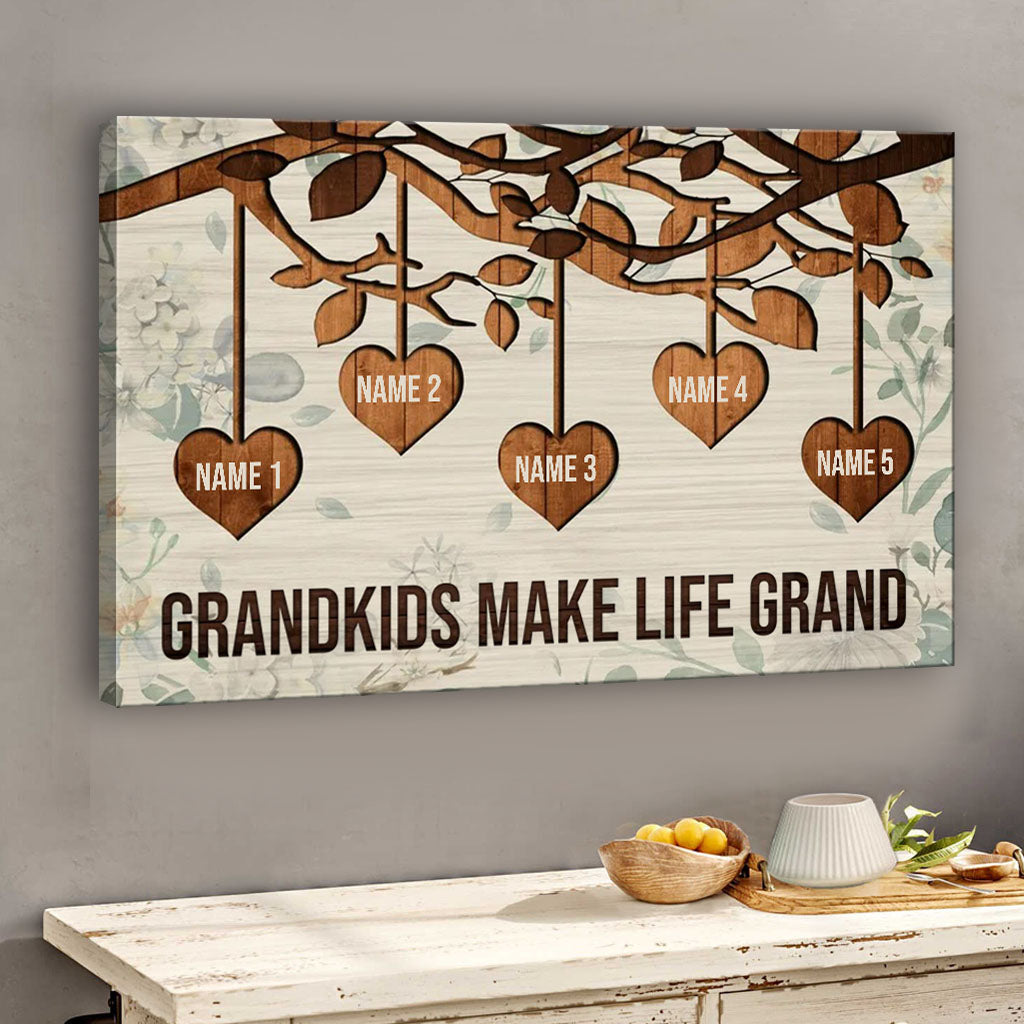 Enkelkinder machen das Leben großartig – Personalisierte Leinwand und Poster zum Muttertag für Oma