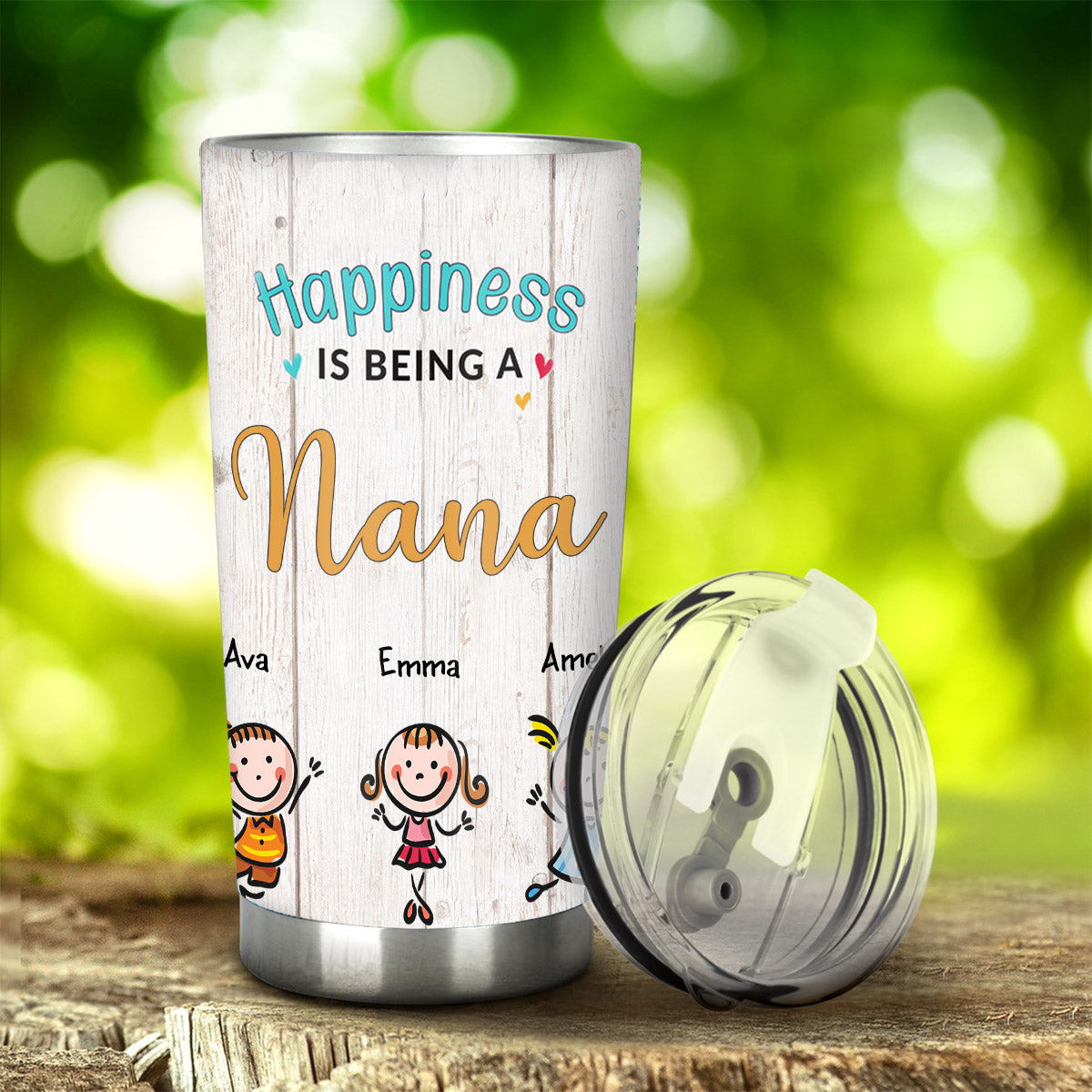 Das Leben ist einfach schöner mit Enkelkindern – personalisierter Muttertags-Oma-Becher