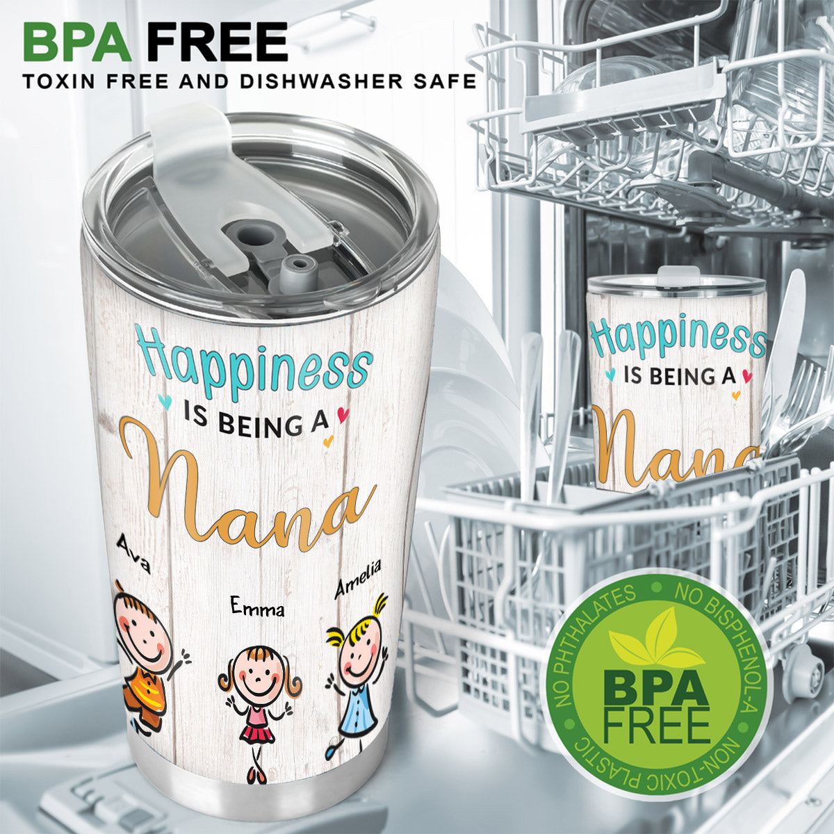 Das Leben ist einfach schöner mit Enkelkindern – personalisierter Muttertags-Oma-Becher