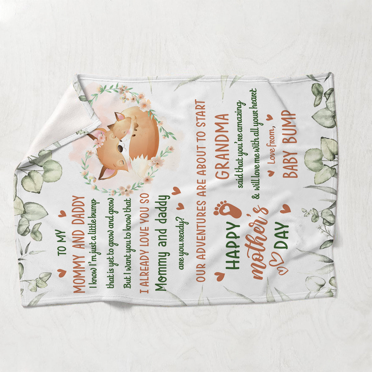 Liebe aus dem Babybauch – Personalisierte Muttertagsdecke