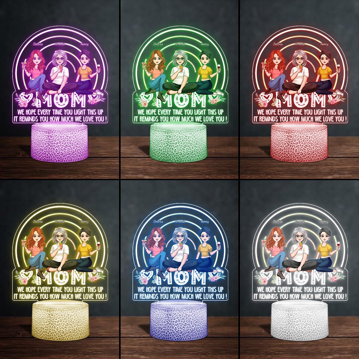 Wir hoffen, dass Sie jedes Mal Freude daran haben, wenn Sie die Lampe anzünden – Geschenk für Mama, Oma – Personalisierte, geformte Lampenfassung
