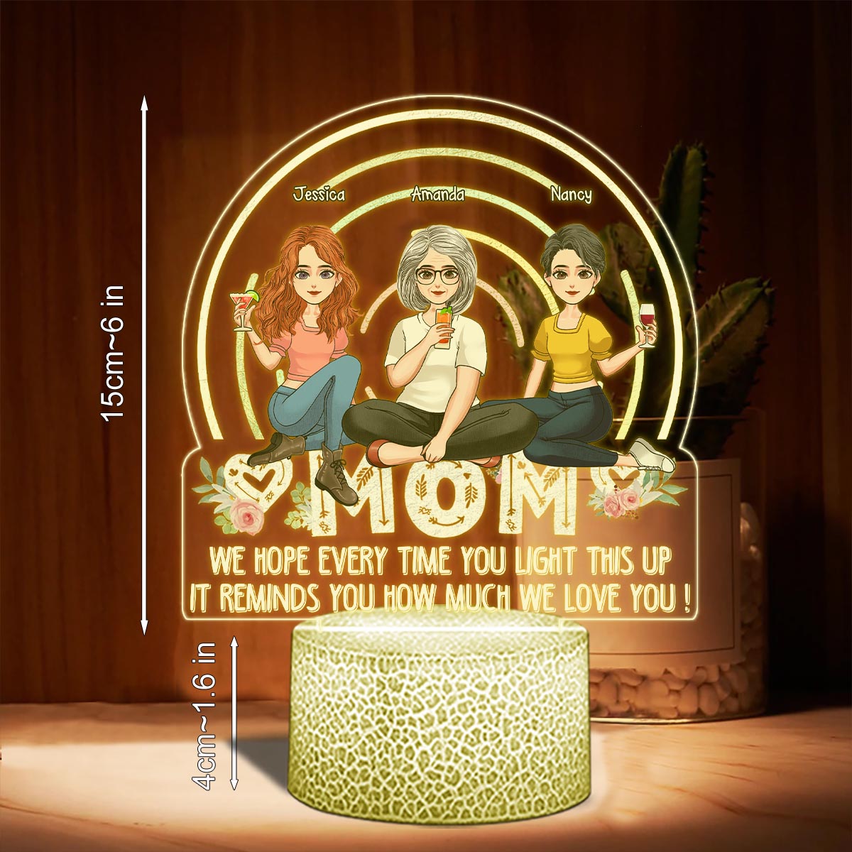 Wir hoffen, dass Sie jedes Mal Freude daran haben, wenn Sie die Lampe anzünden – Geschenk für Mama, Oma – Personalisierte, geformte Lampenfassung