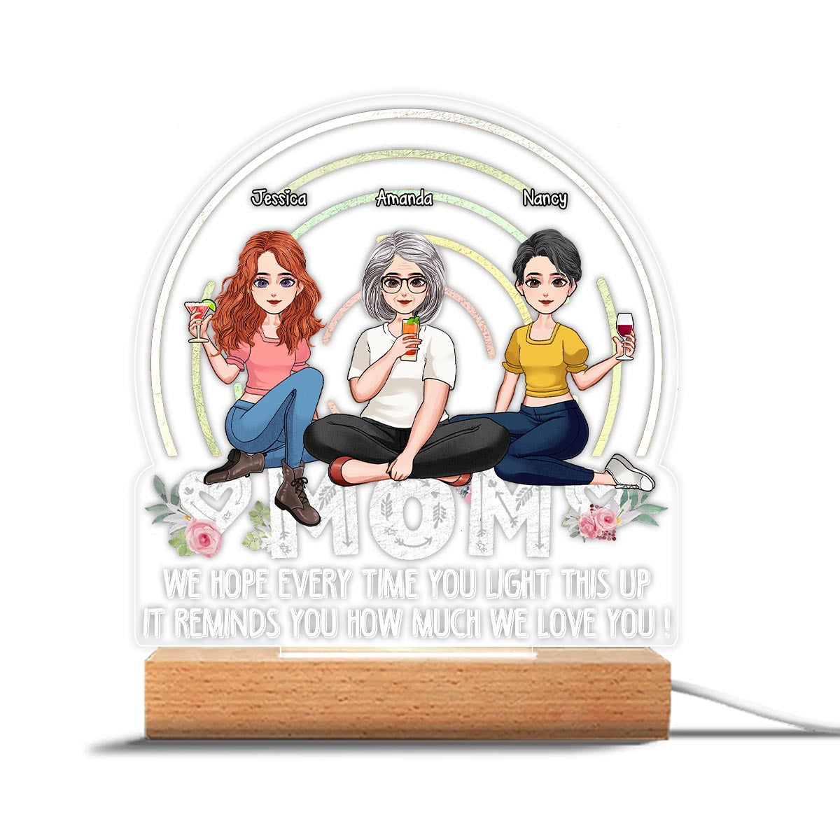 Wir hoffen, dass Sie jedes Mal Freude daran haben, wenn Sie die Lampe anzünden – Geschenk für Mama, Oma – Personalisierte, geformte Lampenfassung