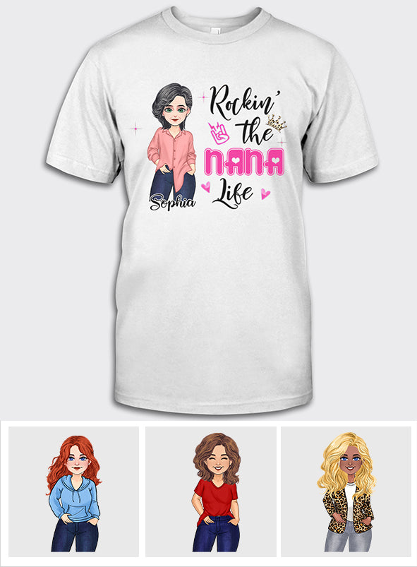 Das Oma-Leben rocken – Geschenk für Oma und Mama – Personalisiertes T-Shirt und Hoodie
