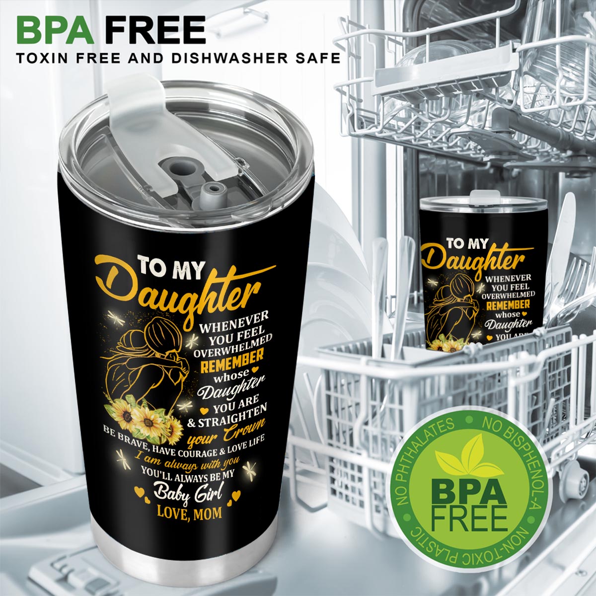 Wenn du dich jemals überfordert fühlst – personalisierter Trinkbecher für deine Tochter