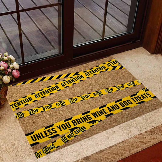 Attention - Dog Coir Pattern Print Doormat