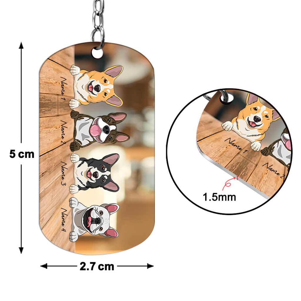 Fahr vorsichtig, ich brauche dich hier bei mir – Personalisierter Hunde-Schlüsselanhänger aus Edelstahl zum Vatertag