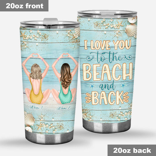 Ich liebe dich bis zum Strand und zurück – personalisierter Bestie-Becher