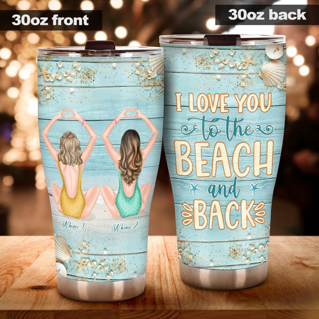 Ich liebe dich bis zum Strand und zurück – personalisierter Bestie-Becher