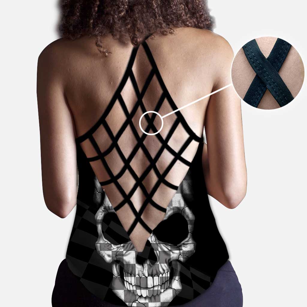 Sommernächte & Dirt-Track-Beleuchtung – Personalisiertes Tanktop und Leggings zum Unabhängigkeitstag mit Rennkreuz.