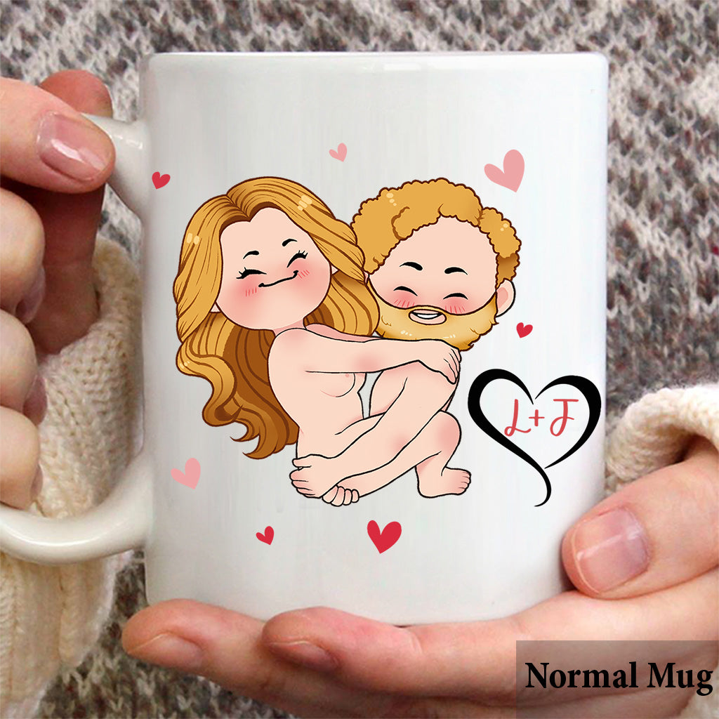 Ich mag seinen Bart, ich mag ihren Po – personalisierte Pärchentasse