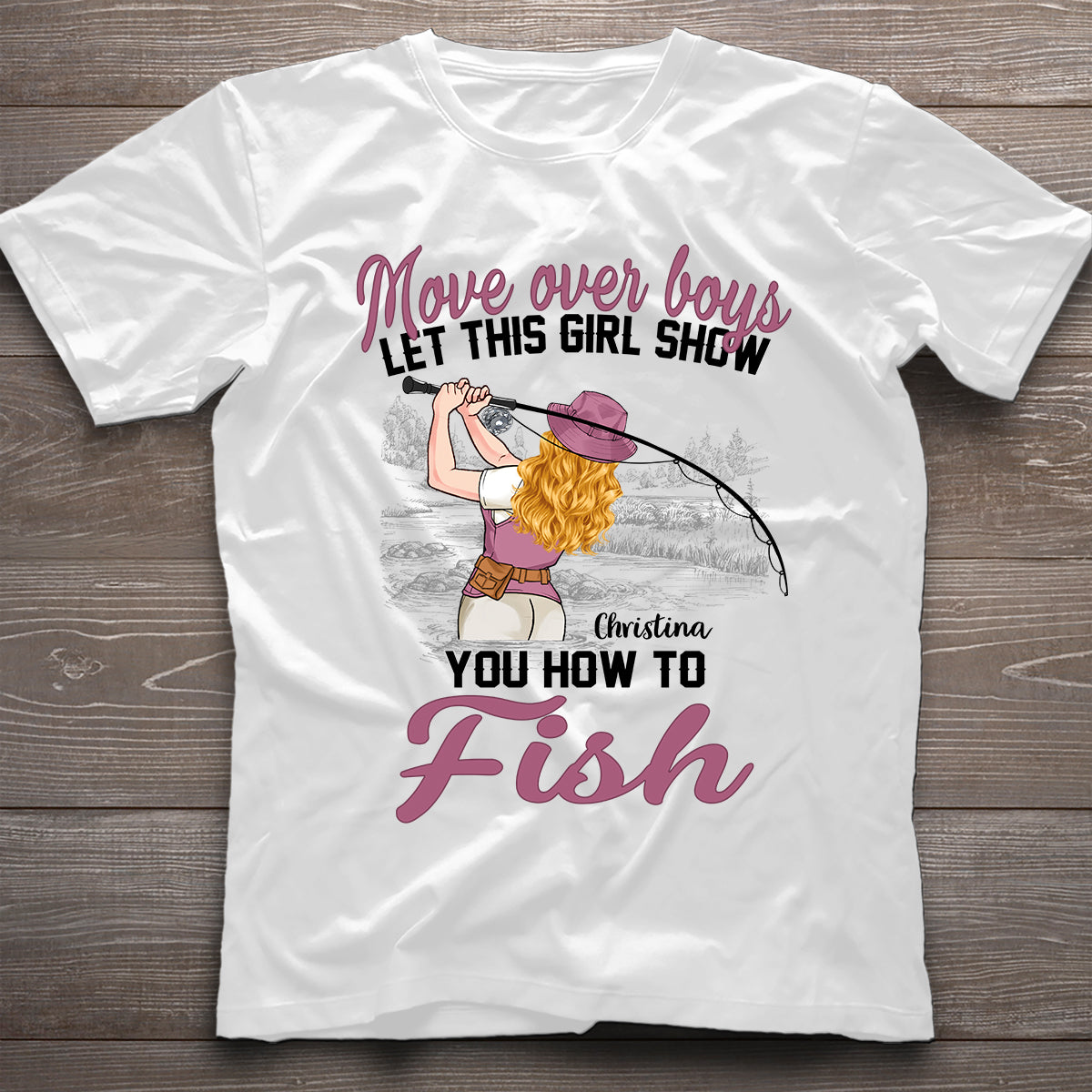Platz da, Jungs! Dieses Mädchen zeigt euch, wie man angelt – personalisiertes Angel-T-Shirt und Hoodie