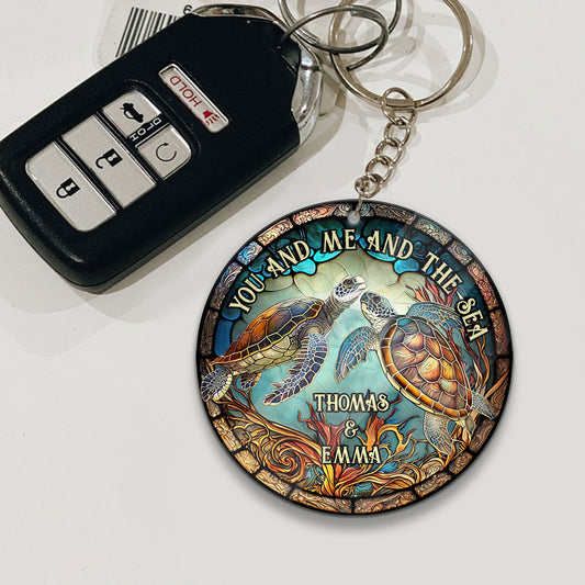Buntes Schildkrötenpaar – personalisierter Schildkröten-Schlüsselanhänger