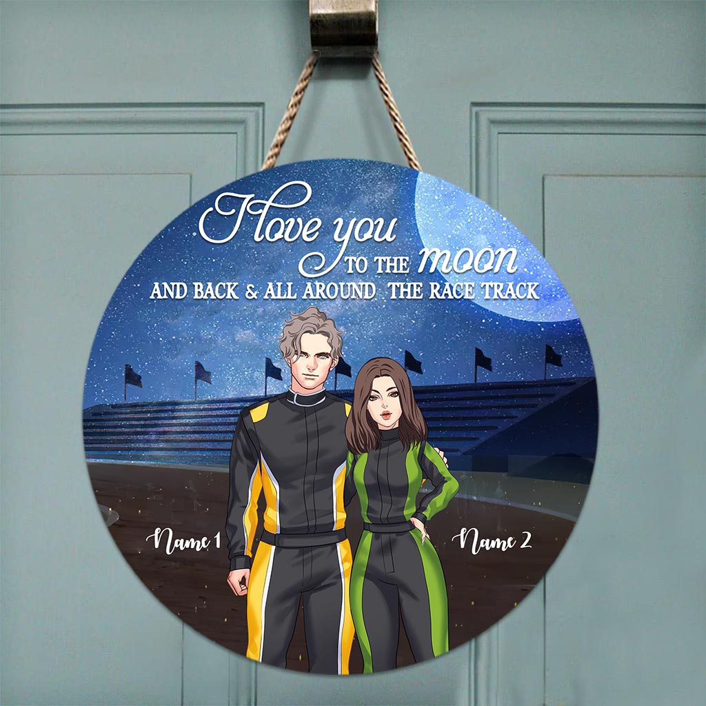 Du und ich, wir schaffen das – Personalisiertes Rennsport-Rundschild aus Holz