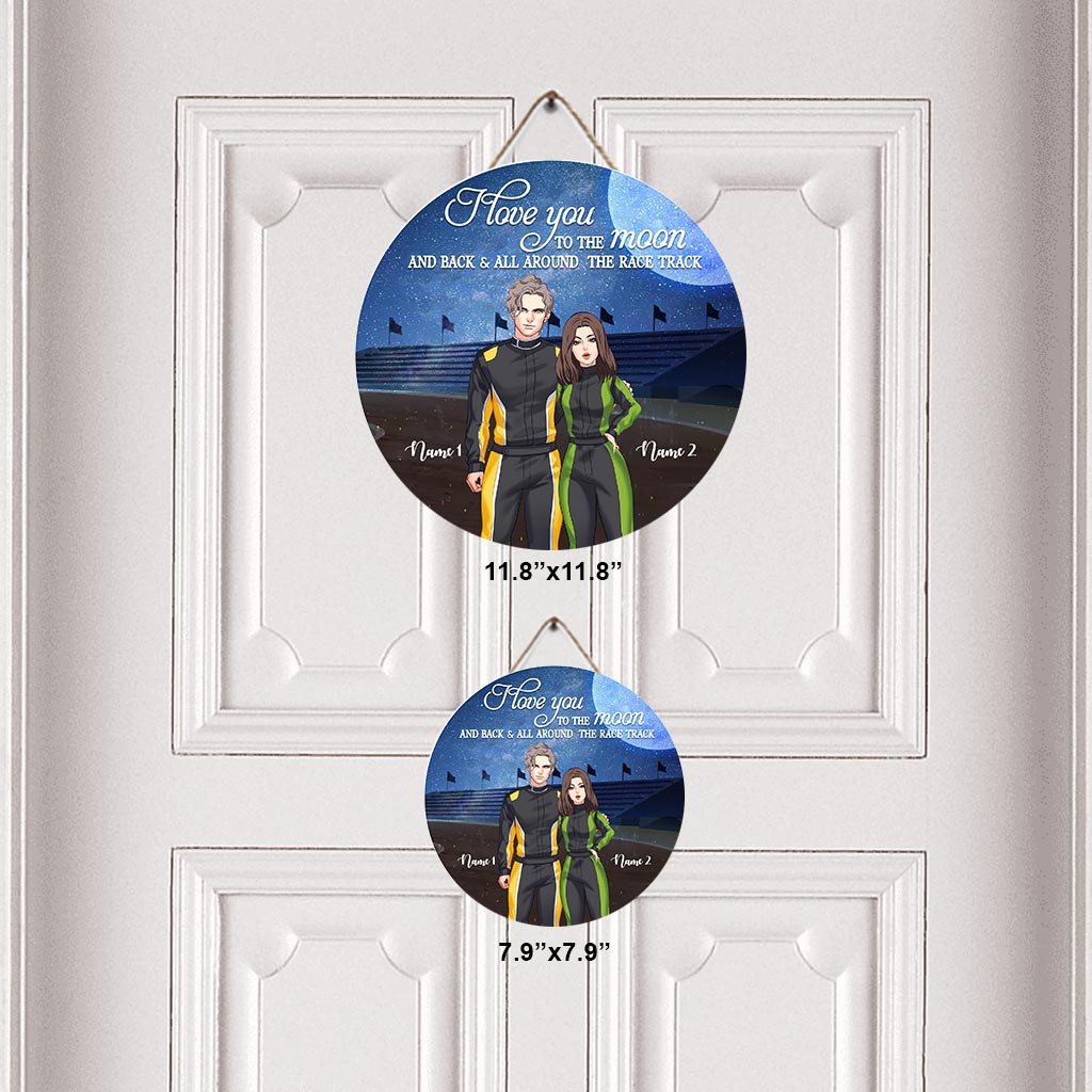 Du und ich, wir schaffen das – Personalisiertes Rennsport-Rundschild aus Holz