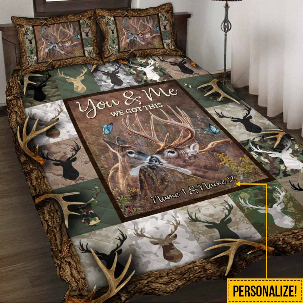 Du und ich, wir schaffen das – Personalisiertes Jagd-Quilt-Set