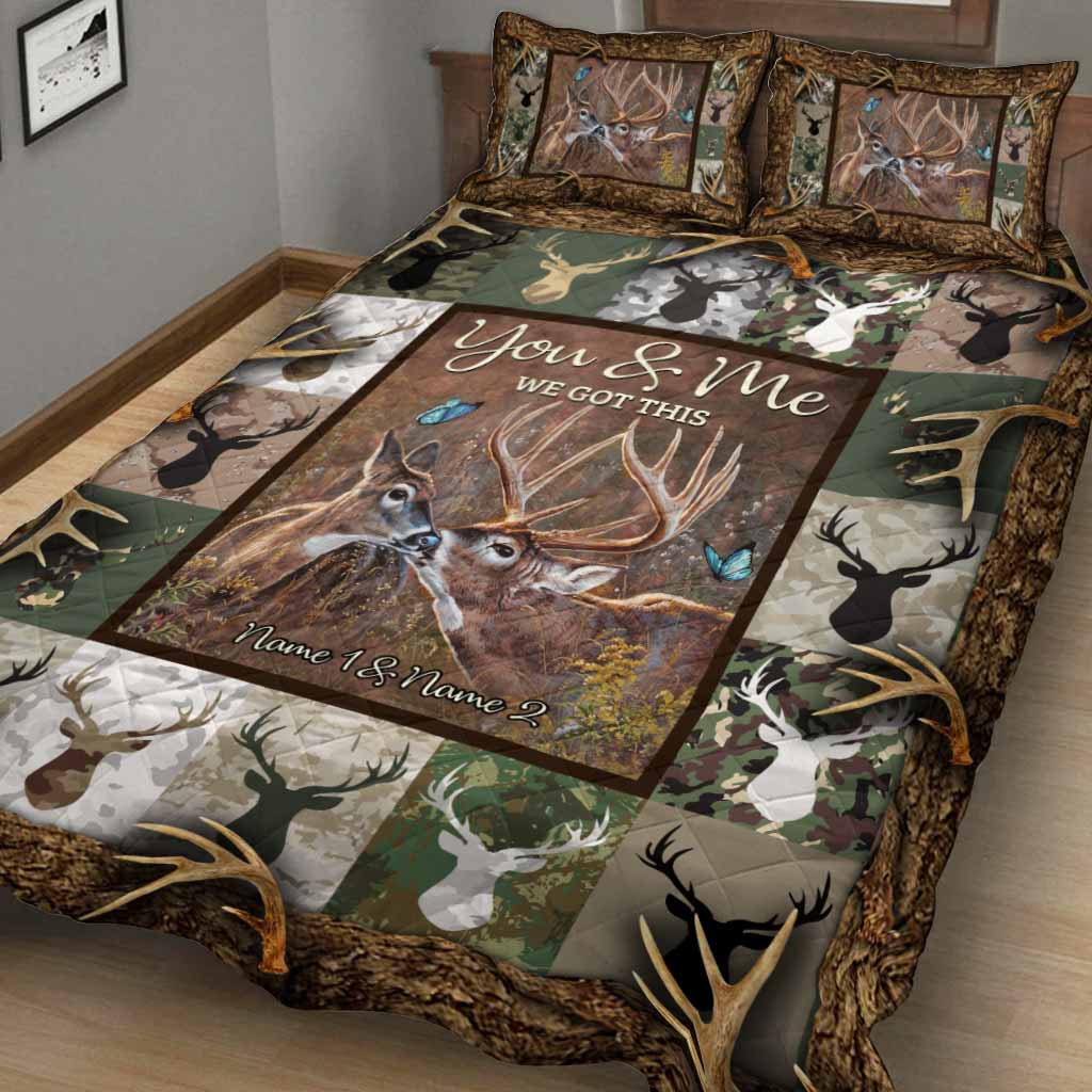 Du und ich, wir schaffen das – Personalisiertes Jagd-Quilt-Set