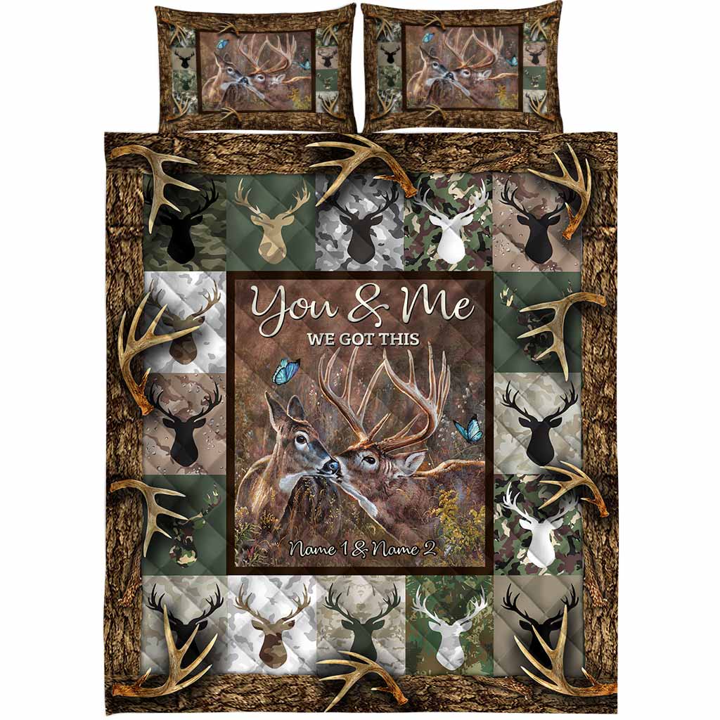 Du und ich, wir schaffen das – Personalisiertes Jagd-Quilt-Set