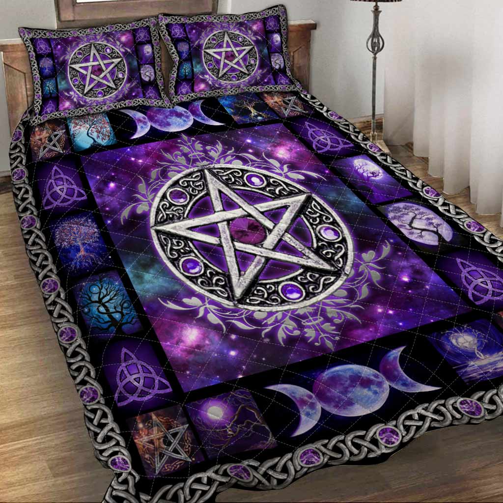 Hexen-Vibes Lila Pentagramm Quilt-Set