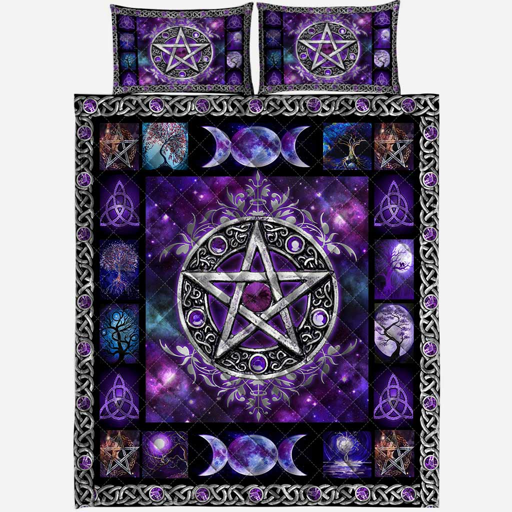 Hexen-Vibes Lila Pentagramm Quilt-Set