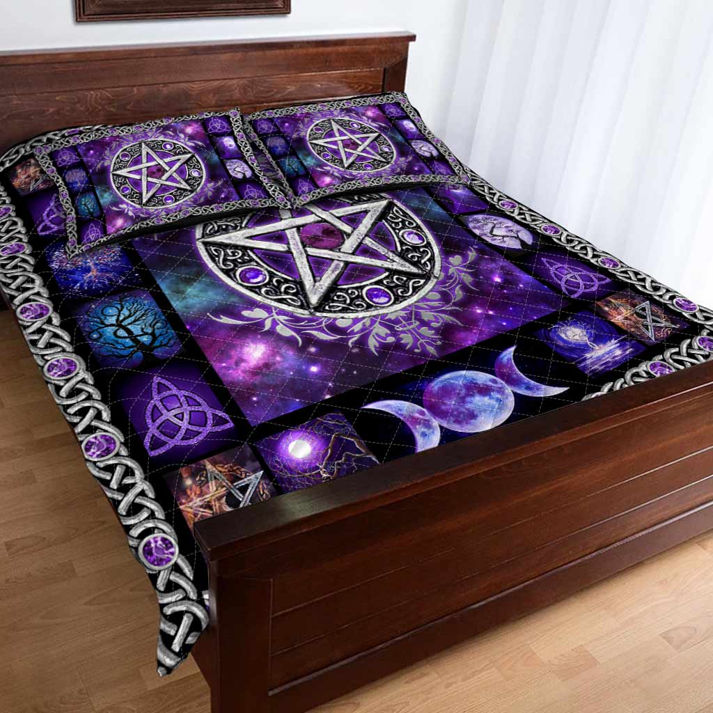 Hexen-Vibes Lila Pentagramm Quilt-Set