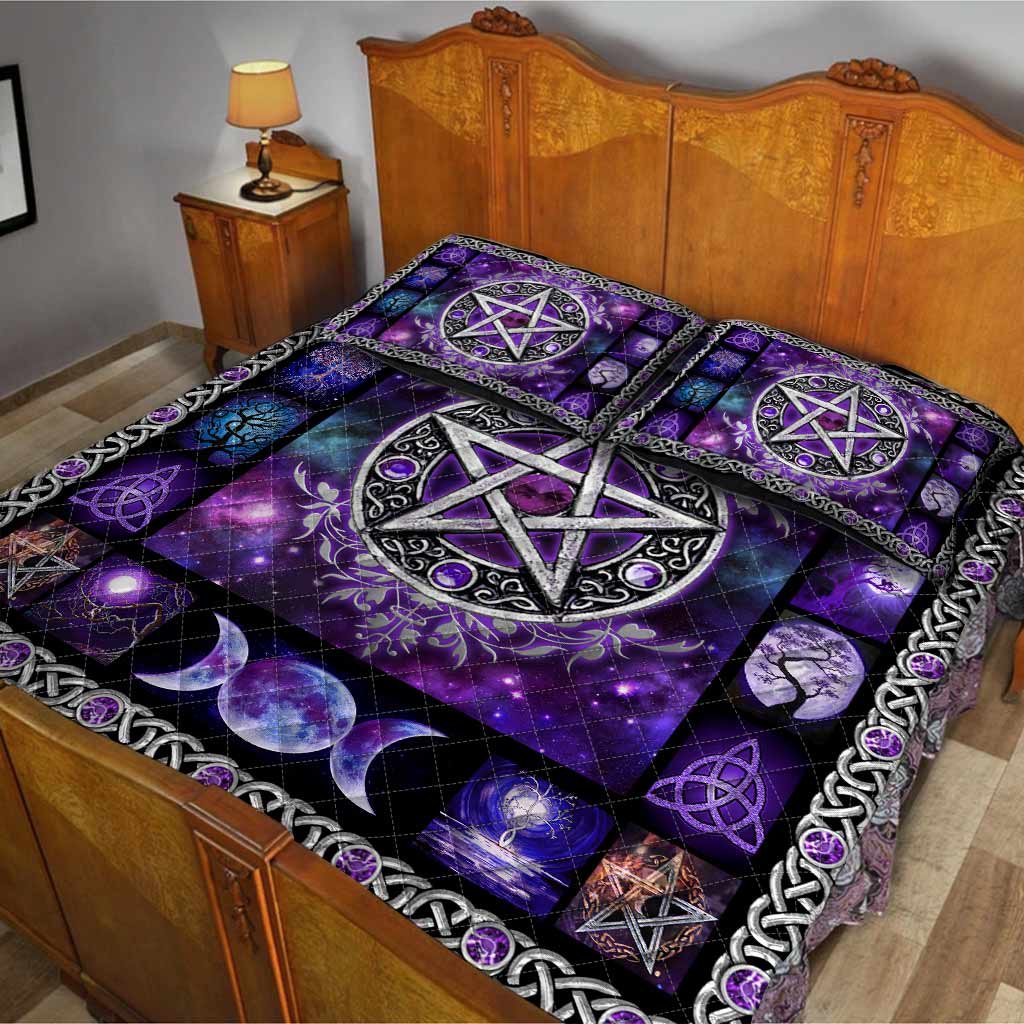 Hexen-Vibes Lila Pentagramm Quilt-Set