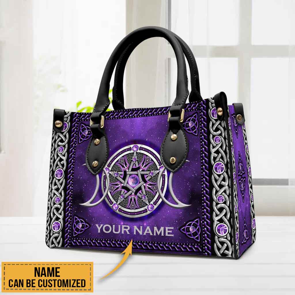 Magischer Alltags-Dreifachmond – Personalisierte Hexen-Lederhandtasche