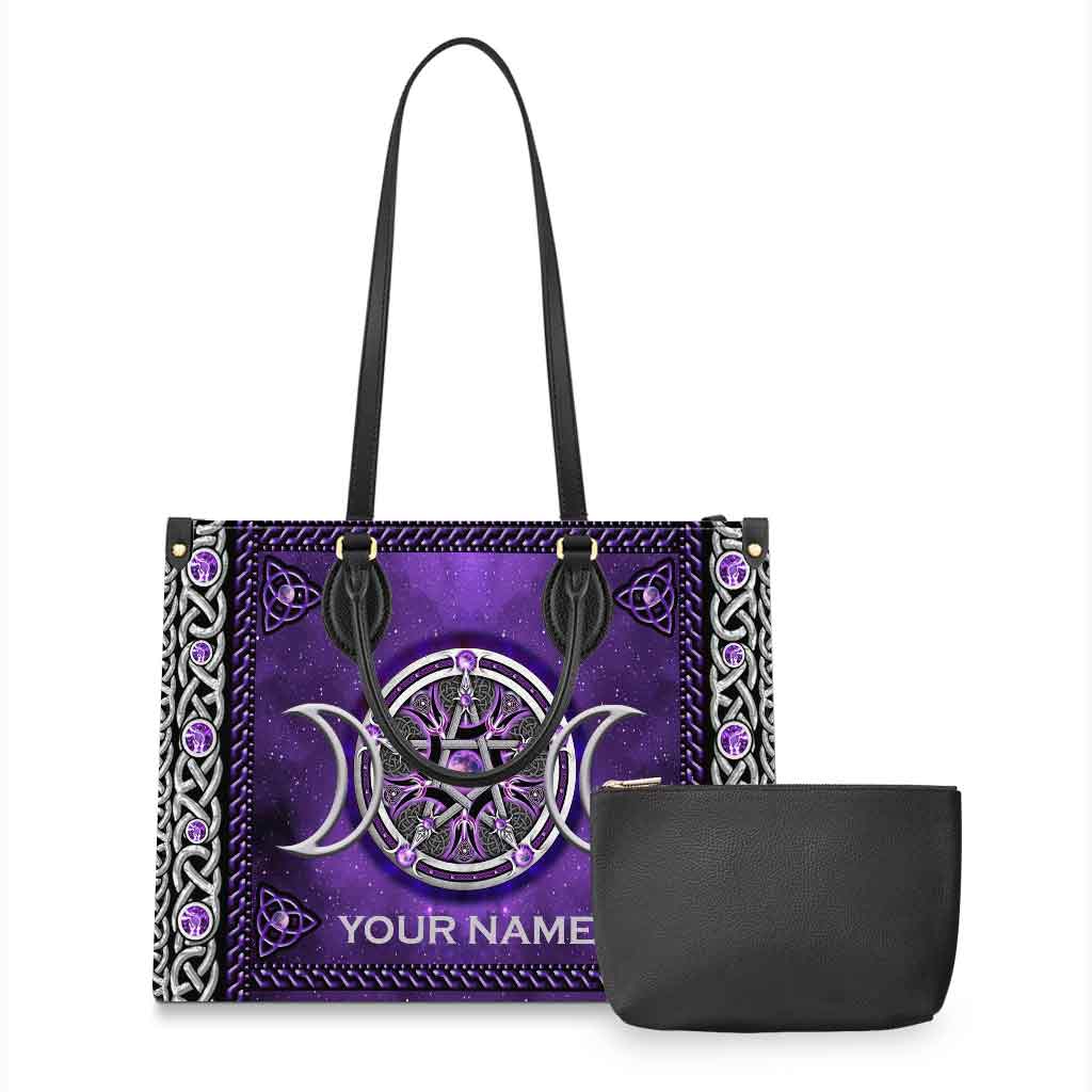 Magischer Alltags-Dreifachmond – Personalisierte Hexen-Lederhandtasche