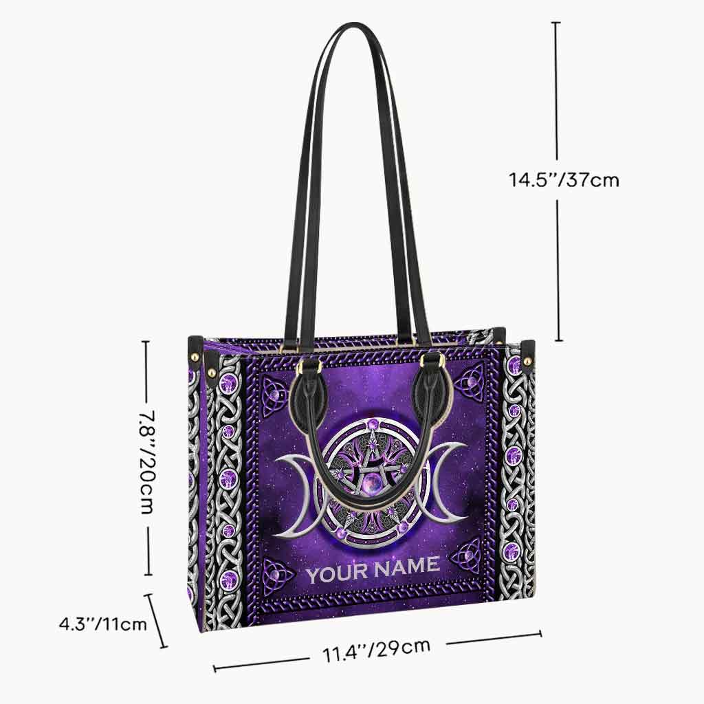 Magischer Alltags-Dreifachmond – Personalisierte Hexen-Lederhandtasche